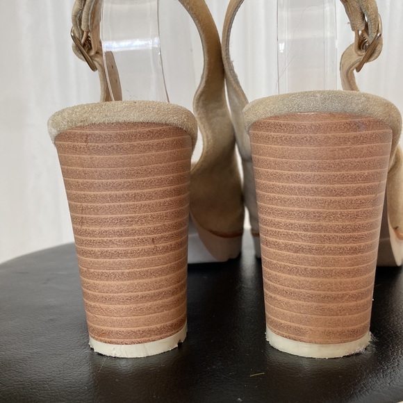 Gadea sling back, wood stack block heels, open toe shoes - Picture 4 of 16